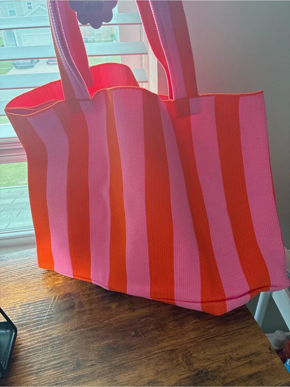Ulta Beauty Pink and Orange Striped Tote Bag
